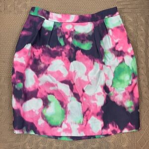kate spade Floral Watercolor Mini Skirt in Pink, Green, Navy